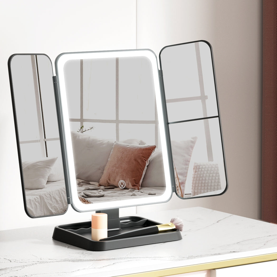 LED Makeup Mirror | Tri-fold | Lighted Vanity Mirrors | 1X2X3X Magnifications