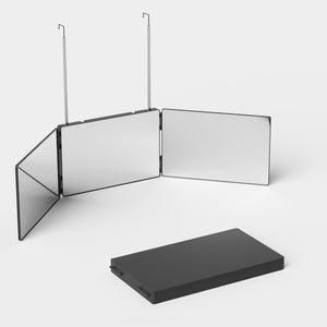 Trifold Makeup Mirror | Portable Height Adjustable | 3-Way Telescoping Hook | Hair Cutting & Styling