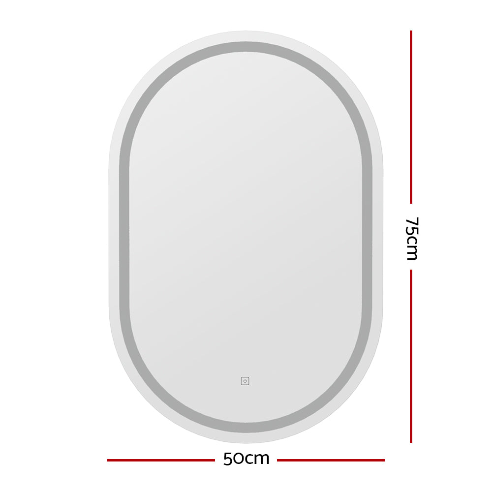 LED Wall Mirror | Oval Shape | 50X75CM | Bathroom Decor | Vanity Light