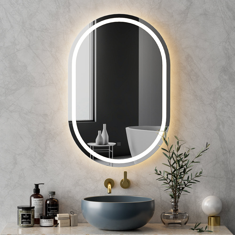 LED Wall Mirror | Oval Shape | 50X75CM | Bathroom Decor | Vanity Light