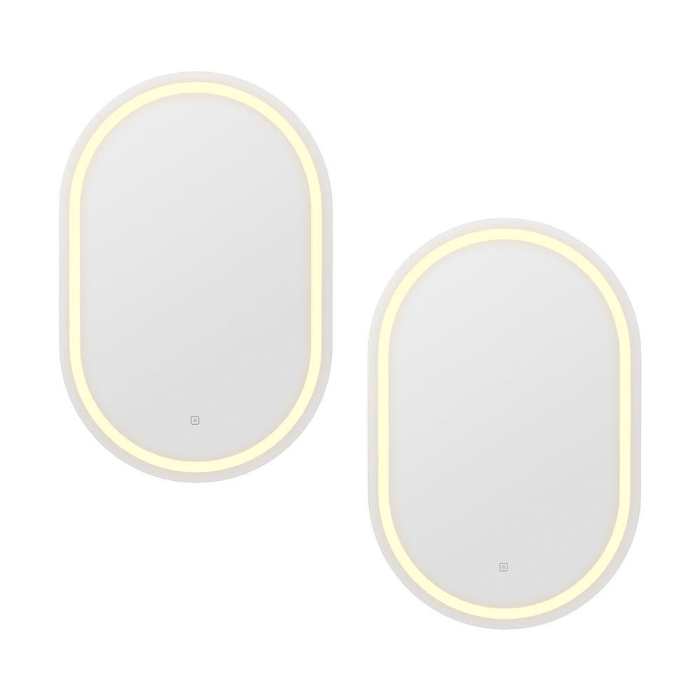 Embellir LED Wall Mirrors | 2 Pack | 50x75cm Oval Vanity | Bathroom Decor