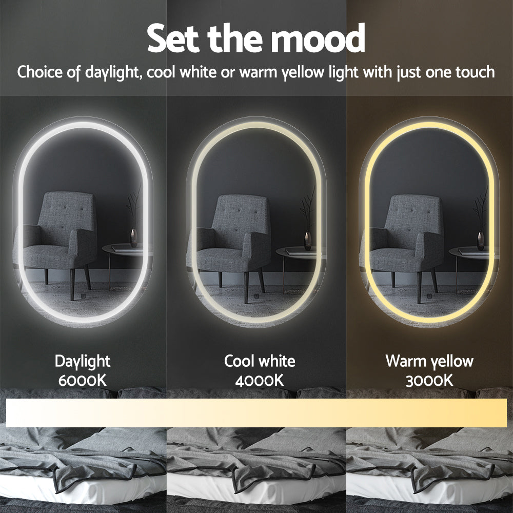 Embellir LED Wall Mirrors | 2 Pack | 50x75cm Oval Vanity | Bathroom Decor