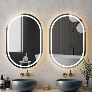 Embellir LED Wall Mirrors | 2 Pack | 50x75cm Oval Vanity | Bathroom Decor