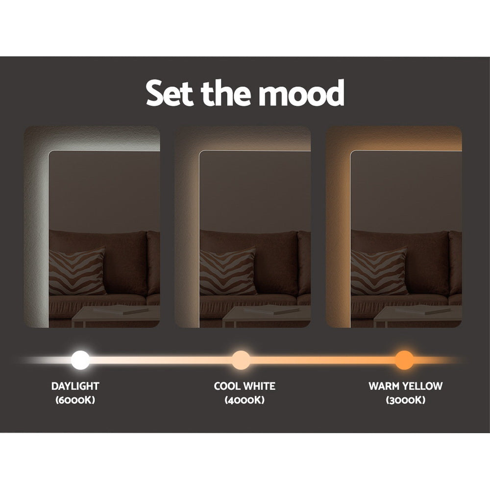 Wall Mirror | 70X50cm | With LED Light | Bathroom Home Decor | Round Rectangle