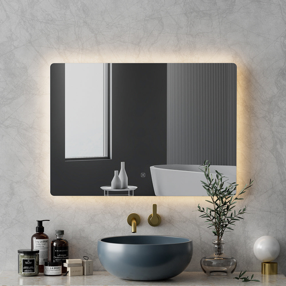 Wall Mirror | 70X50cm | With LED Light | Bathroom Home Decor | Round Rectangle