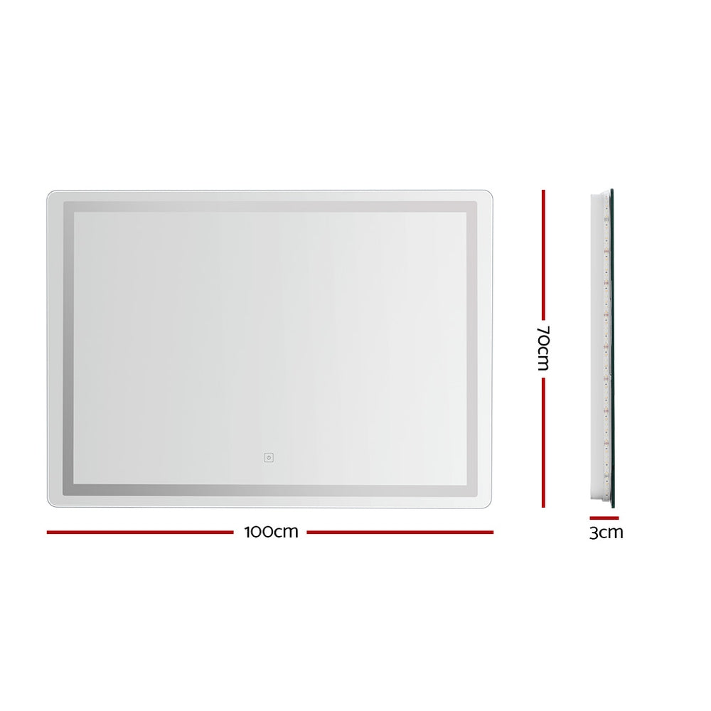 Wall Mirror | 100X70CM | With LED Light | Bathroom Home Decor | Round Rectangle