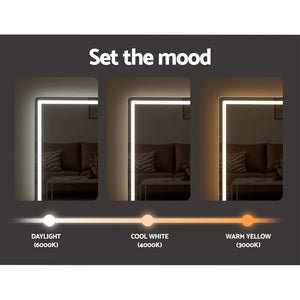 Wall Mirror | 100X70CM | With LED Light | Bathroom Home Decor | Round Rectangle