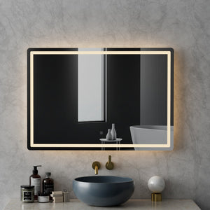 Wall Mirror | 100X70CM | With LED Light | Bathroom Home Decor | Round Rectangle