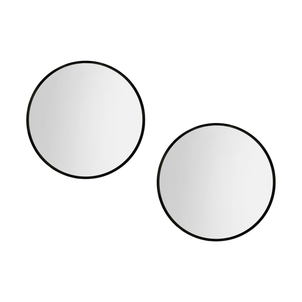 Embellir Wall Mirrors | 2 Pack | 50cm Round Framed | Black | Bathroom or Makeup Decor