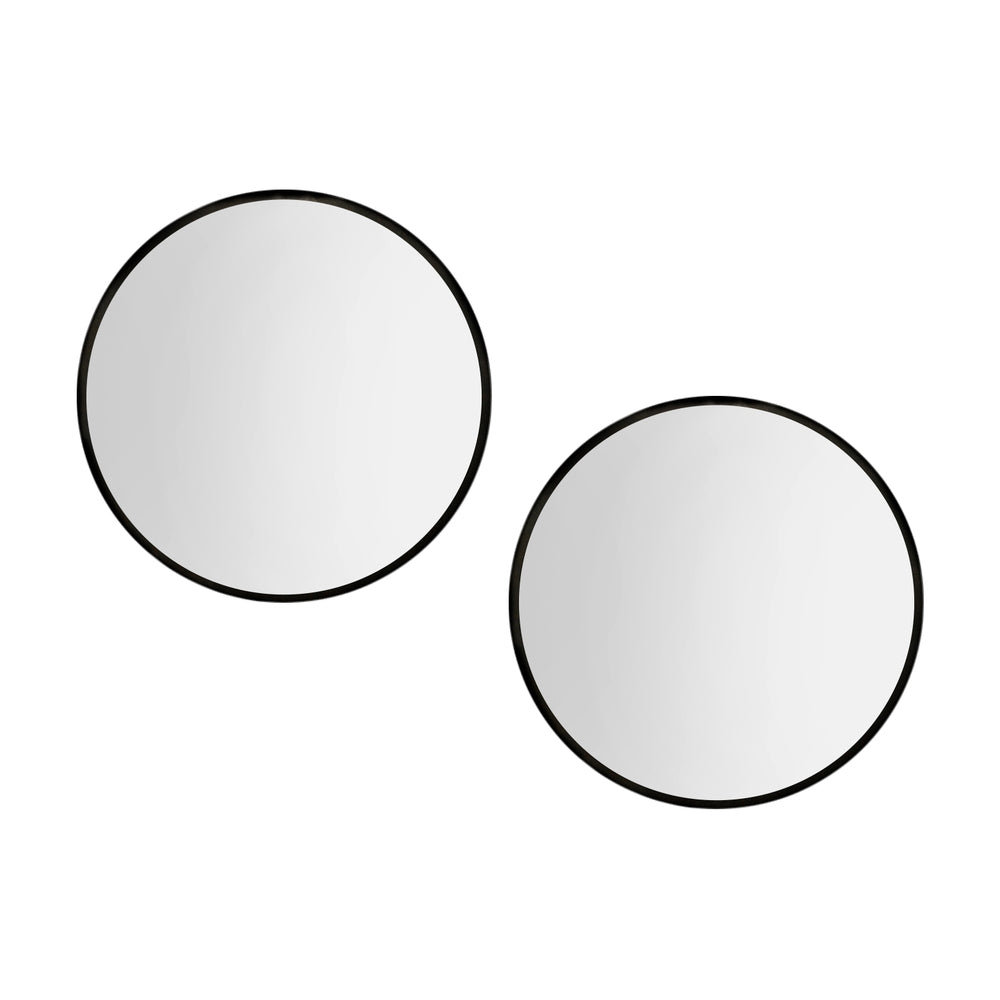 Embellir Wall Mirrors | 2 Pack | 60cm Round Framed | Black | Bathroom or Makeup Decor