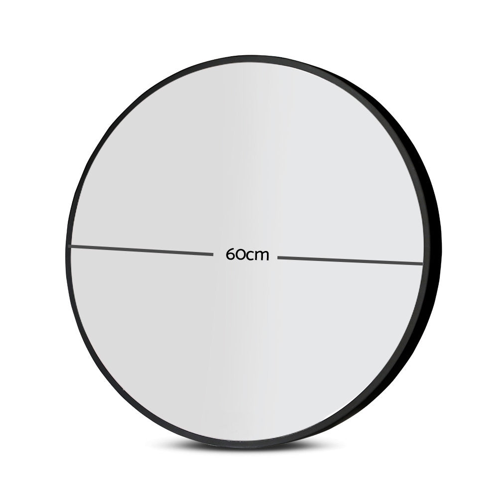 Embellir Wall Mirrors | 2 Pack | 60cm Round Framed | Black | Bathroom or Makeup Decor