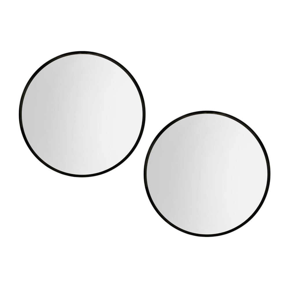 Embellir Wall Mirrors | 2 Pack | 70cm Round Framed | Black | Bathroom or Makeup Decor