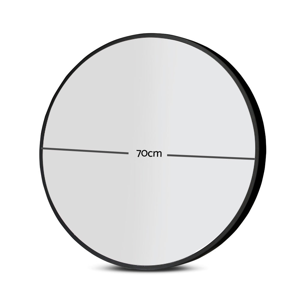 Embellir Wall Mirrors | 2 Pack | 70cm Round Framed | Black | Bathroom or Makeup Decor
