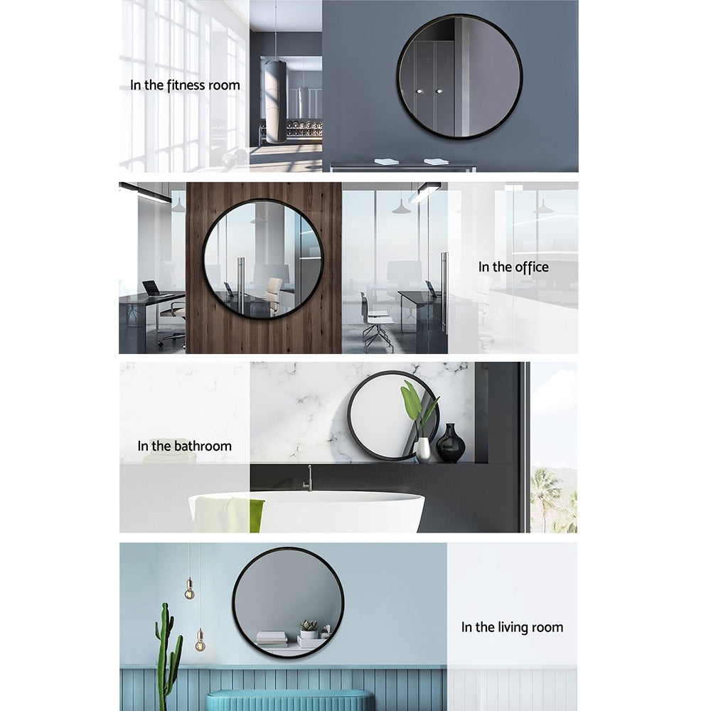 Embellir Wall Mirrors | 2 Pack | 70cm Round Framed | Black | Bathroom or Makeup Decor
