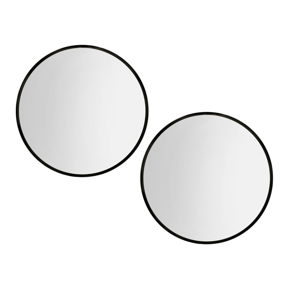 Embellir Wall Mirrors | 2 Pack | 80cm Round Framed | Black | Bathroom or Makeup Decor