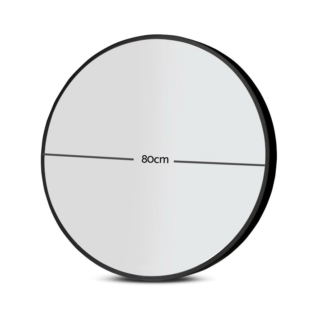 Embellir Wall Mirrors | 2 Pack | 80cm Round Framed | Black | Bathroom or Makeup Decor
