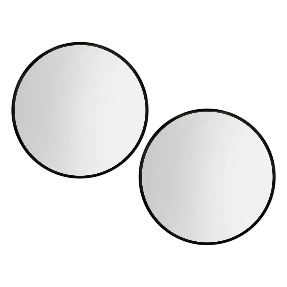 Embellir Wall Mirrors | 2 Pack | 90cm Round Framed | Black | Bathroom or Makeup Decor