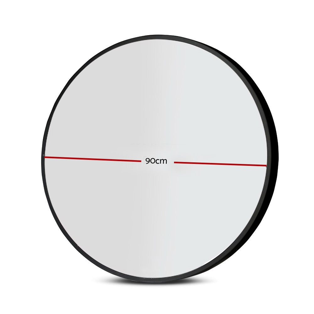 Embellir Wall Mirrors | 2 Pack | 90cm Round Framed | Black | Bathroom or Makeup Decor