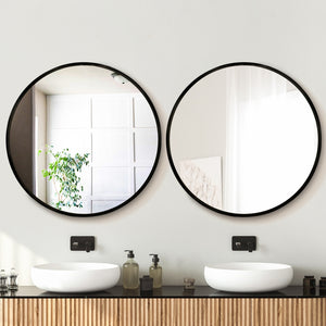 Embellir Wall Mirrors | 2 Pack | 90cm Round Framed | Black | Bathroom or Makeup Decor