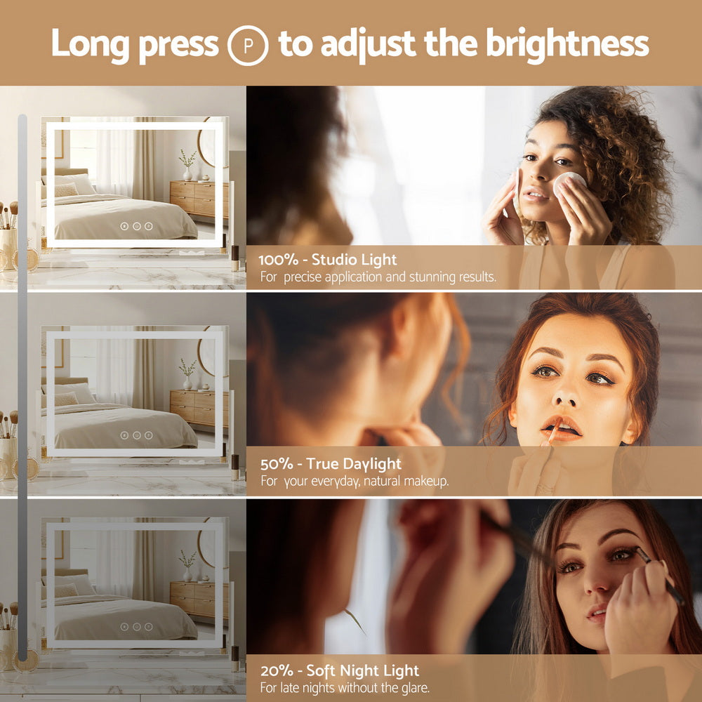 Makeup Mirror | 58x46cm | 360° Rotatable | LED Light Strip Adjustable