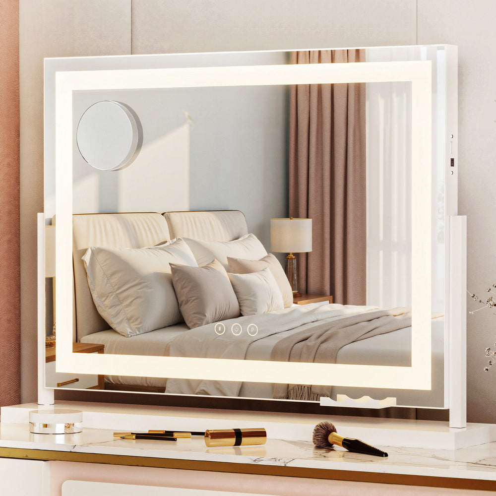 Makeup Mirror | 58x46cm | 360° Rotatable | LED Light Strip Adjustable