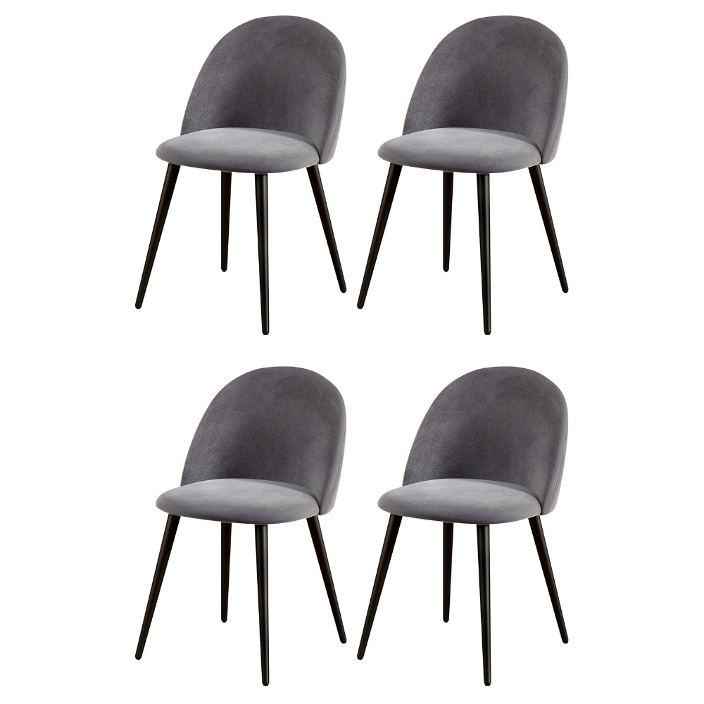 Artiss Dining Chairs | Set of 4 | Velvet | Solid Curved | Dark Grey