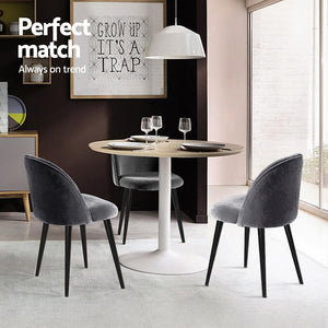 Artiss Dining Chairs | Set of 4 | Velvet | Solid Curved | Dark Grey