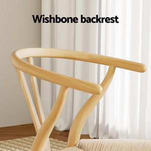 Artiss Dining Chairs | Set of 4 | Wooden with Rattan Seat | Wishbone Back