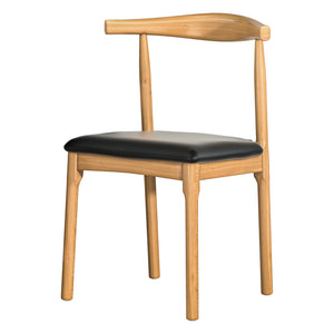 Dining Chair | Rubber Wood Frame | Leather Seat | Black