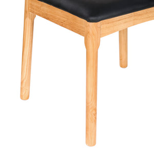 Dining Chair | Rubber Wood Frame | Leather Seat | Black