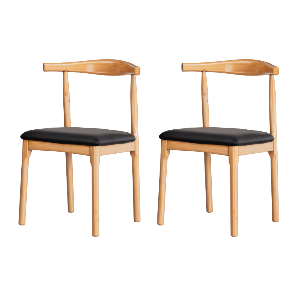Artiss Dining Chairs | 2X Rubber Wood | Leather Seat | Black