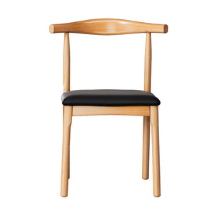 Artiss Dining Chairs | 2X Rubber Wood | Leather Seat | Black