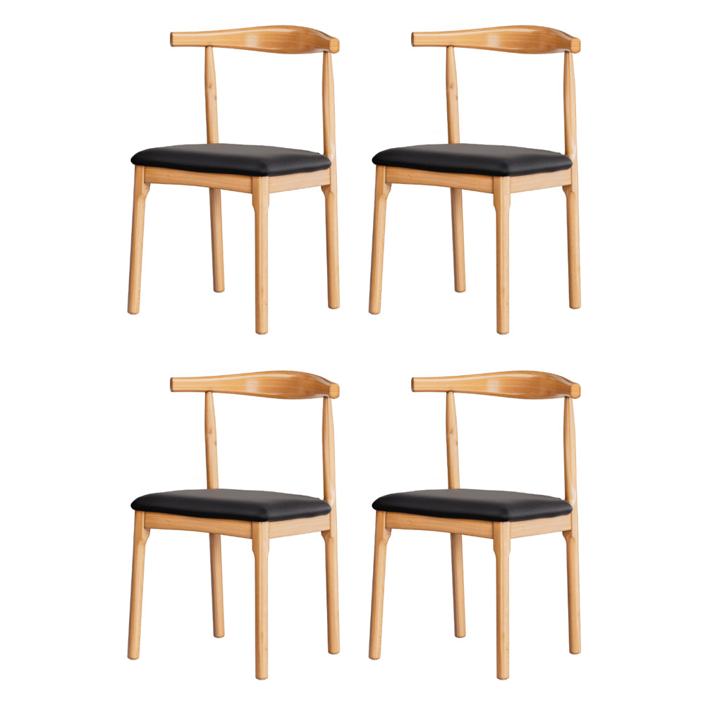 Artiss Dining Chairs | 4X Rubber Wood | Leather Seat | Black