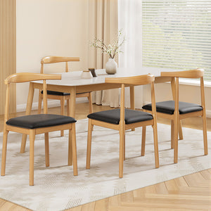 Artiss Dining Chairs | 4X Rubber Wood | Leather Seat | Black