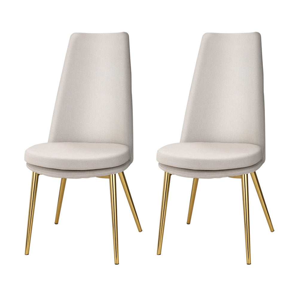 Dining Chairs | Set of 2 | Linen Fabric | High Back | Beige