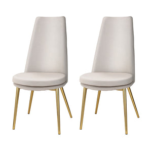 Dining Chairs | Set of 2 | Linen Fabric | High Back | Beige