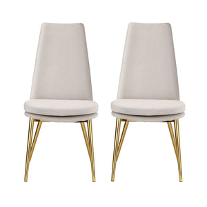 Dining Chairs | Set of 2 | Linen Fabric | High Back | Beige