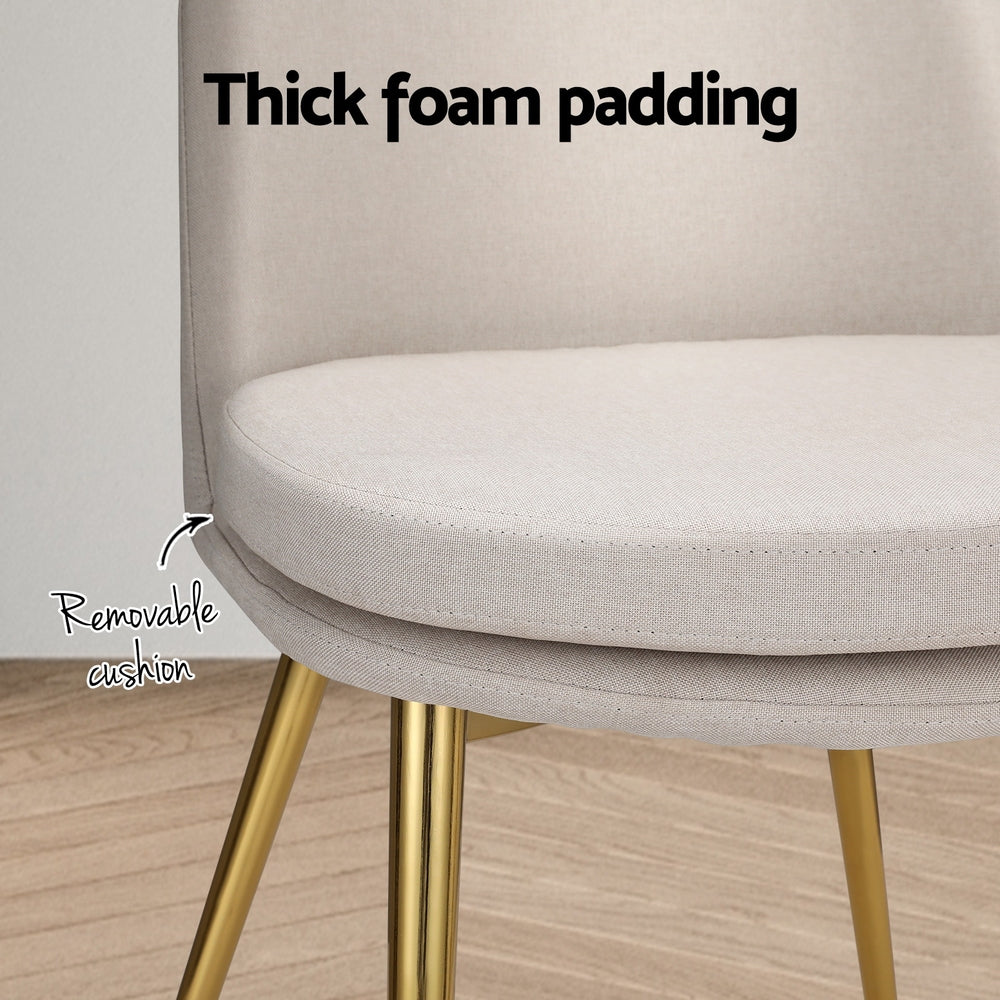 Dining Chairs | Set of 2 | Linen Fabric | High Back | Beige