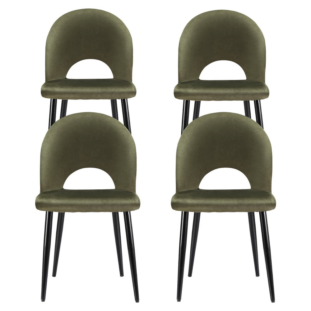 Artiss Dining Chairs | Set of 4 | Velvet Hollow | Green
