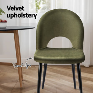 Artiss Dining Chairs | Set of 4 | Velvet Hollow | Green