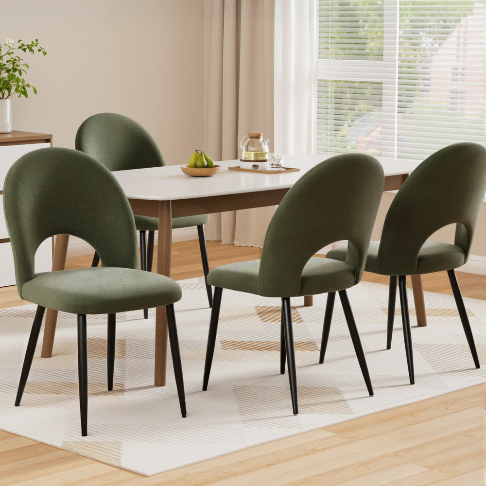 Artiss Dining Chairs | Set of 4 | Velvet Hollow | Green