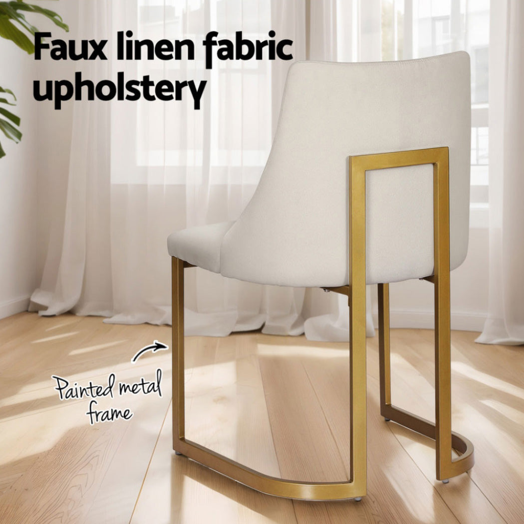 Artiss Dining Chairs | Set of 4 | Linen Fabric Frame | Beige