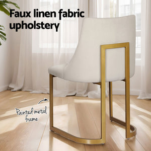 Artiss Dining Chairs | Set of 4 | Linen Fabric Frame | Beige