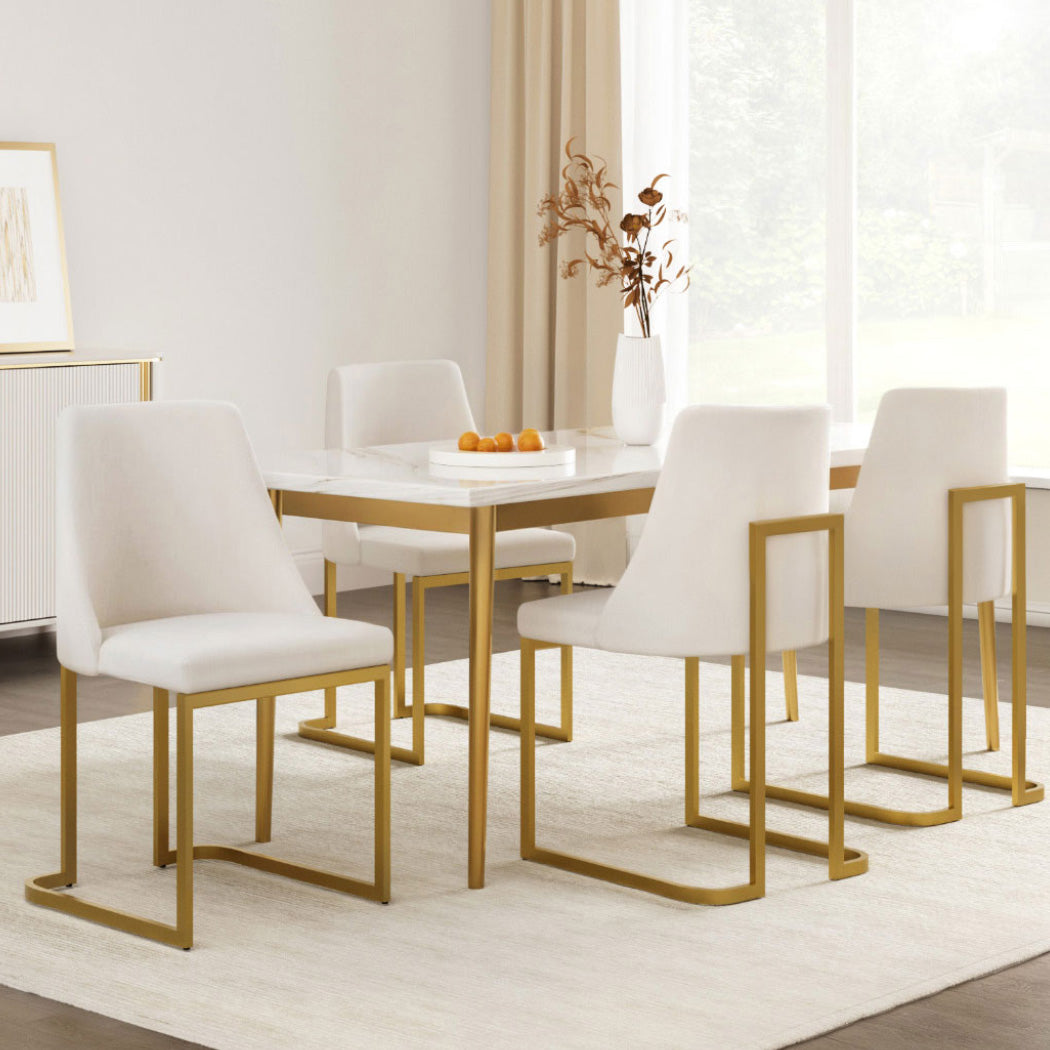 Artiss Dining Chairs | Set of 4 | Linen Fabric Frame | Beige