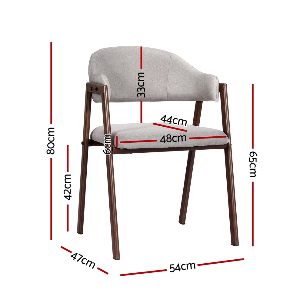 Dining Chairs | Set of 2 | Linen | Hollow Armchair | Grey