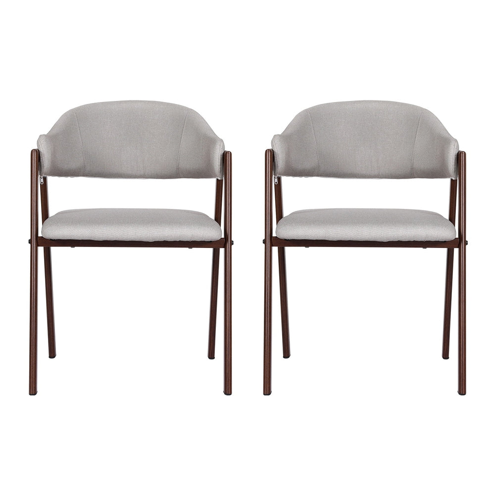 Dining Chairs | Set of 2 | Linen | Hollow Armchair | Grey