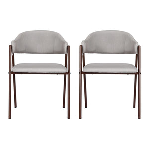 Dining Chairs | Set of 2 | Linen | Hollow Armchair | Grey