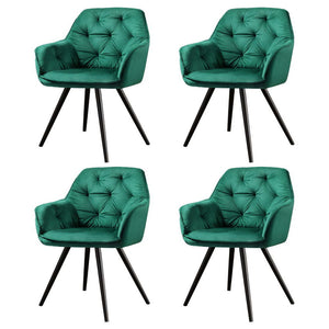 Artiss Dining Chairs | Set of 4 | Velvet Diamond Tufted Armchair | Green