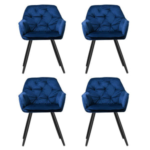 Artiss Dining Chairs | Set of 4 | Velvet Diamond Tufted Armchair | Blue
