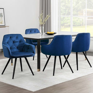 Artiss Dining Chairs | Set of 4 | Velvet Diamond Tufted Armchair | Blue